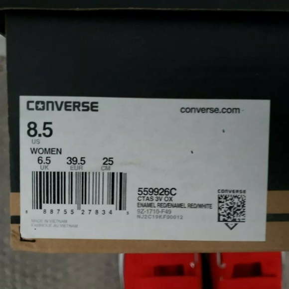 CONVERSE CTAS 3V OX Enamel/ Red Shoes Sz US 8.5 - Picture 7 of 7